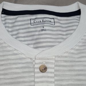 12 Club Rm Henley long-sleeve gray white stri…